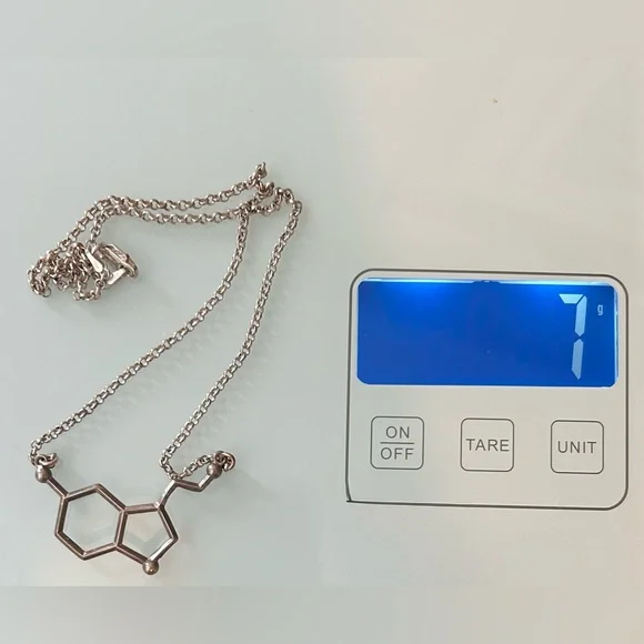 18” Sterling Silver Seratonin Molecule Necklace - Picture 1 of 4